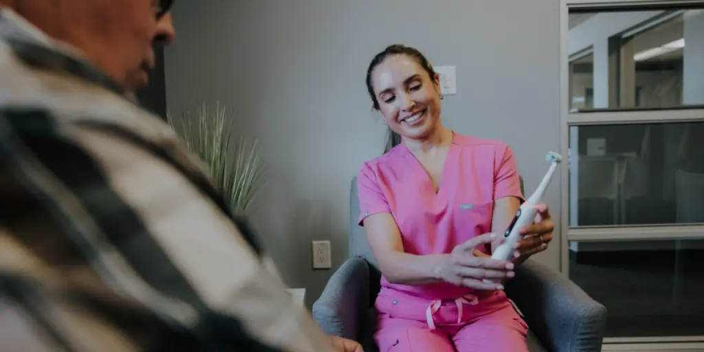 Reviewing a personalized oral health plan with a patient